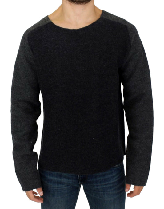 Chic Gray Wool Crewneck Sweater - SEHABRANDS