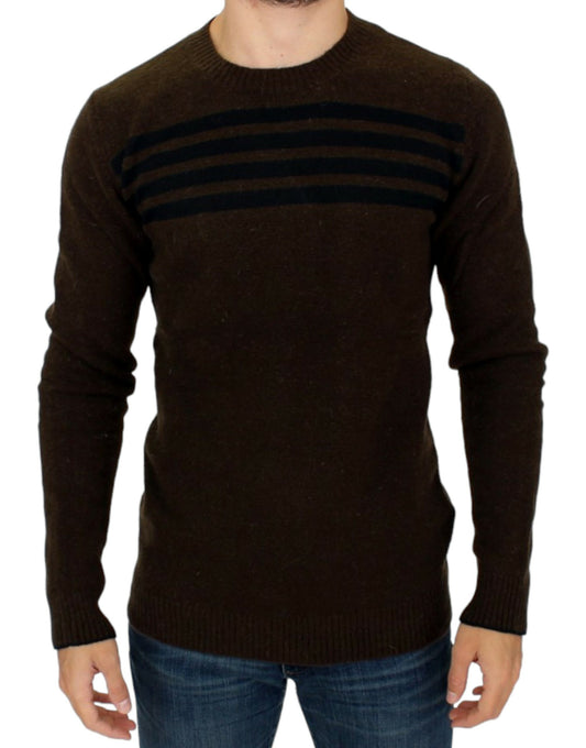 Elegant Crewneck Striped Sweater Pullover - SEHABRANDS