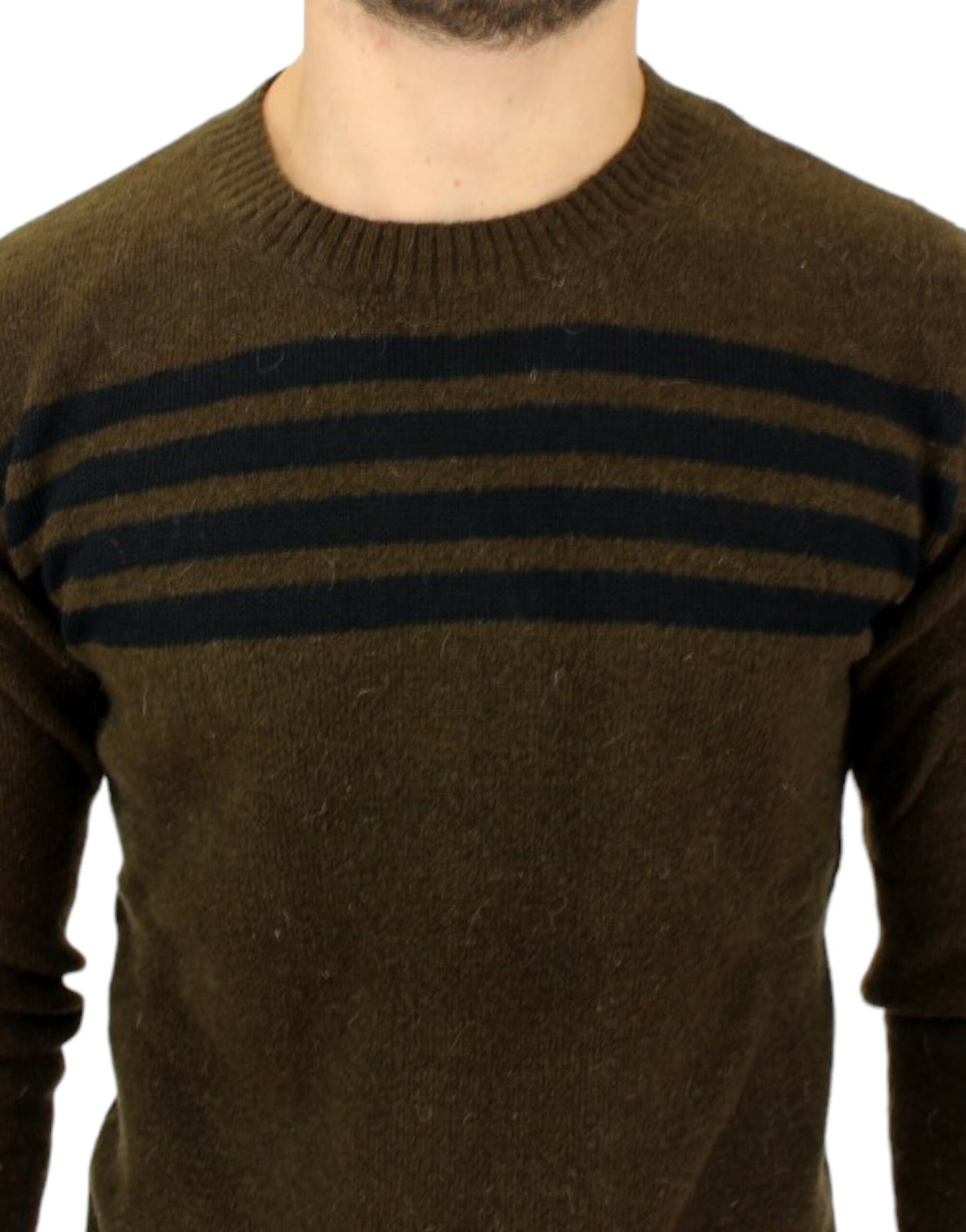 Elegant Crewneck Striped Sweater Pullover - SEHABRANDS