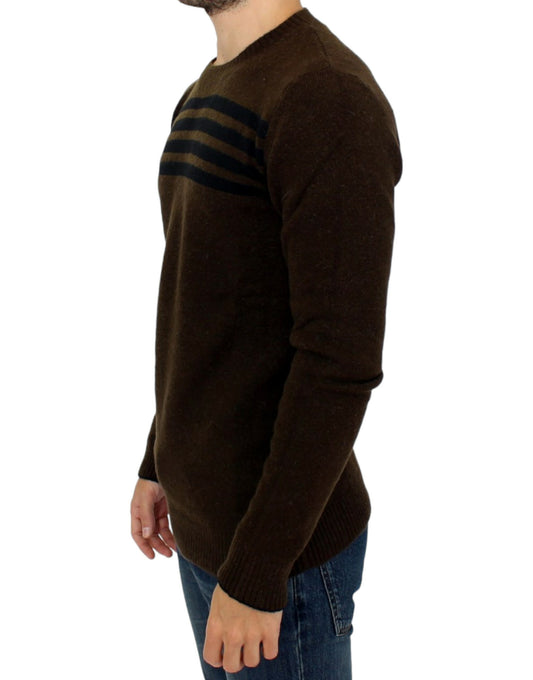 Elegant Crewneck Striped Sweater Pullover - SEHABRANDS