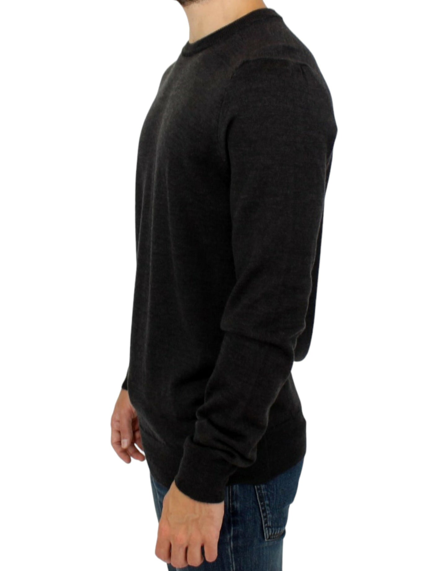 Elegant Gray Crewneck Sweater Pullover - SEHABRANDS