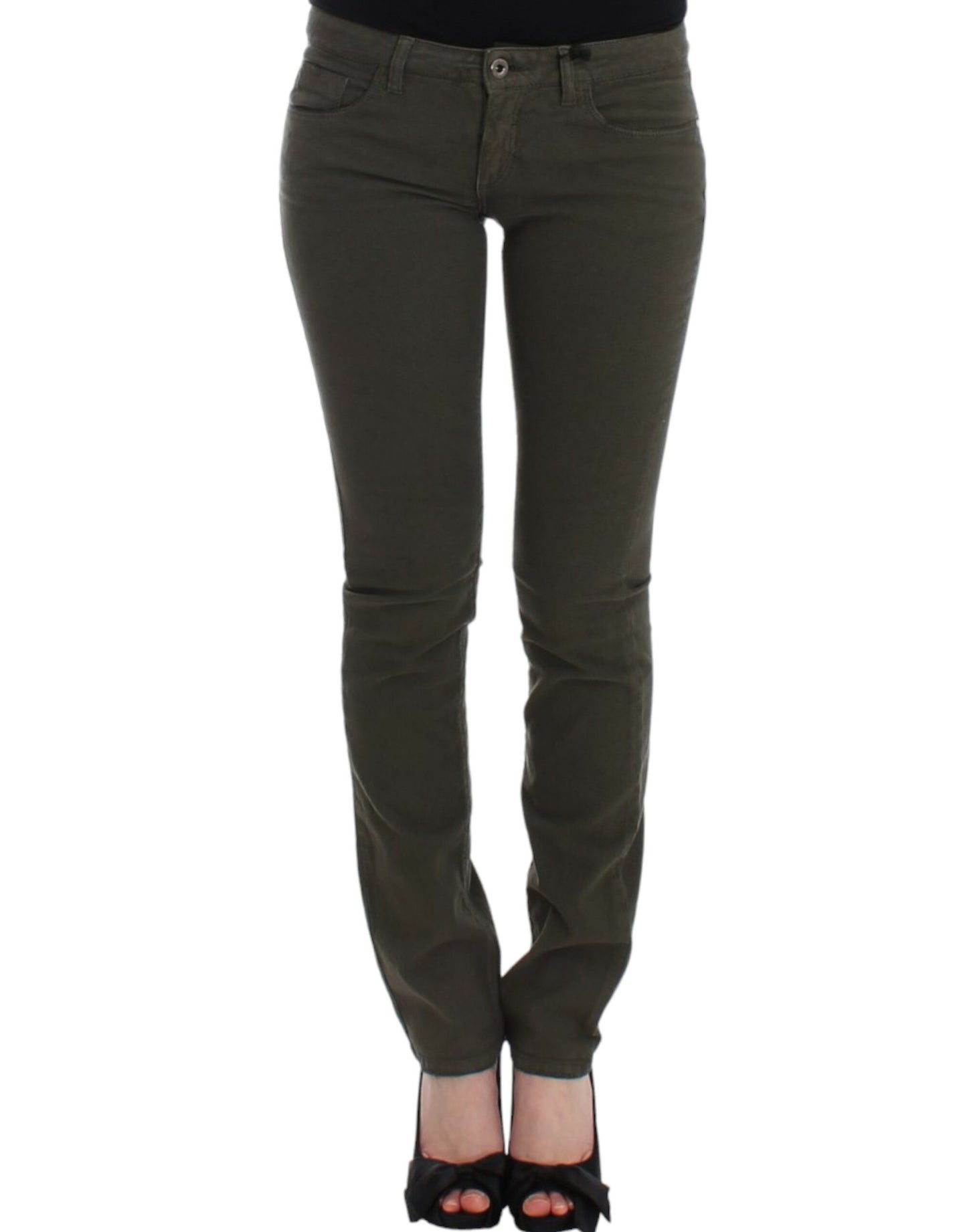 Chic Green Slim Leg Designer Jeans - SEHABRANDS