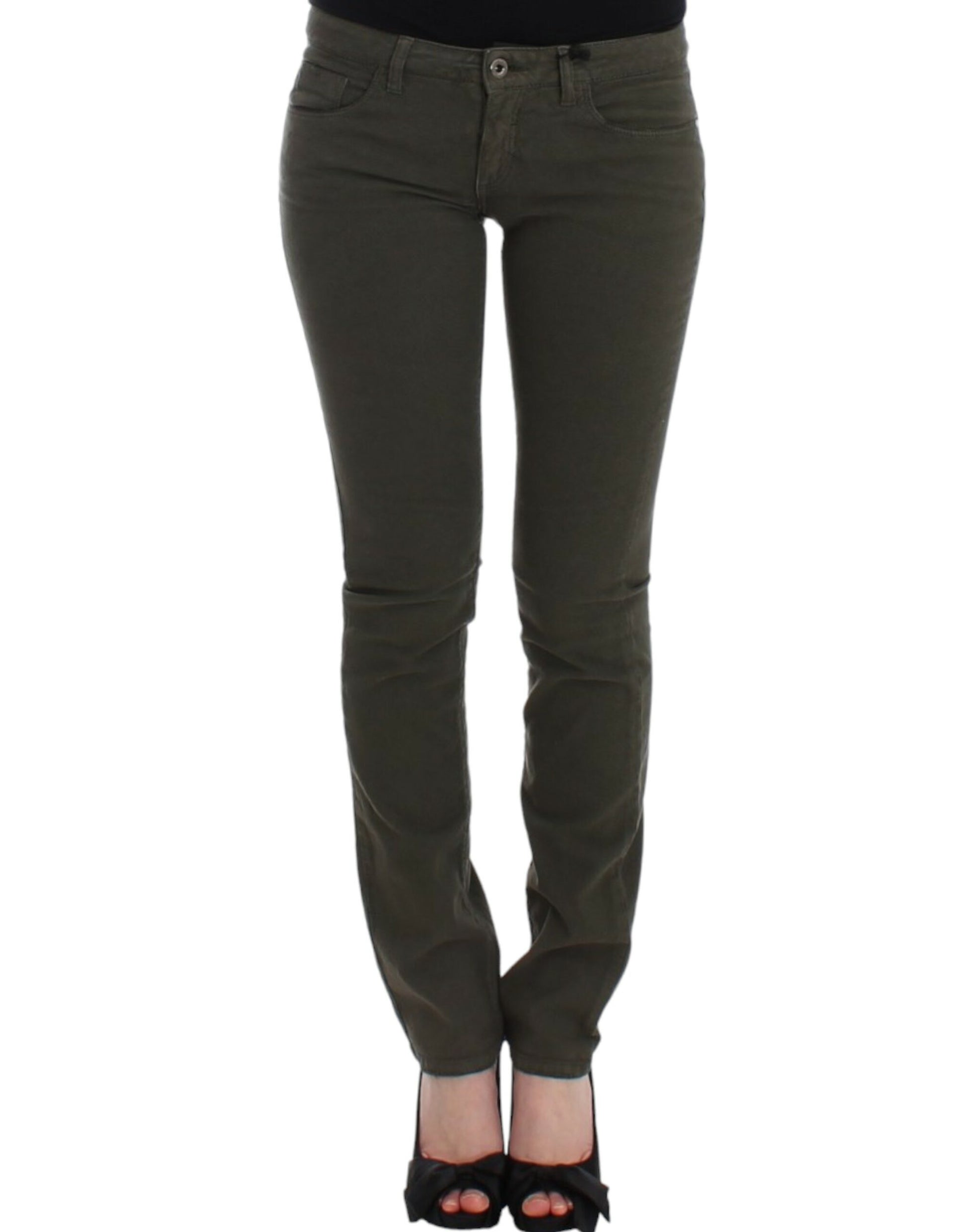 Chic Green Slim Leg Designer Jeans - SEHABRANDS