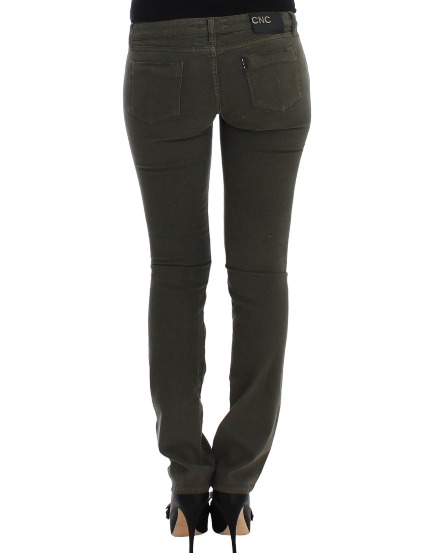 Chic Green Slim Leg Designer Jeans - SEHABRANDS