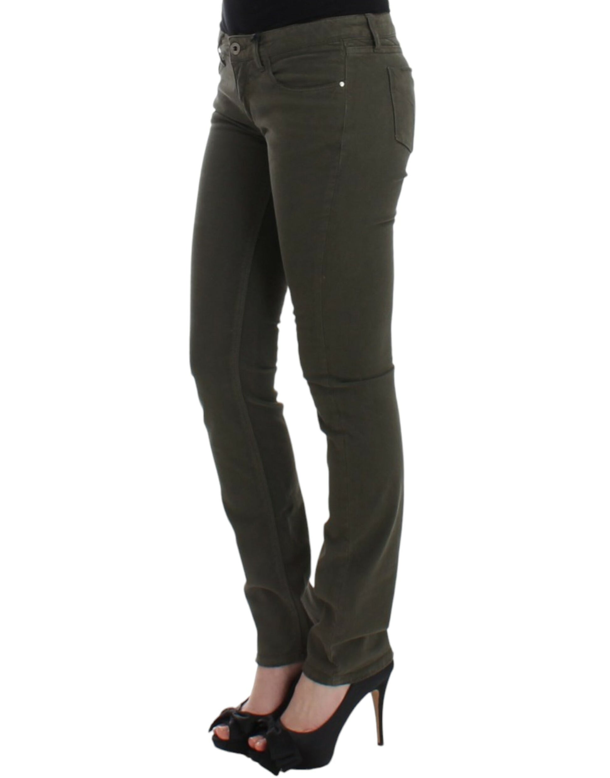 Chic Green Slim Leg Designer Jeans - SEHABRANDS