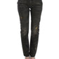 Sleek Gray Straight Leg Distressed Jeans - SEHABRANDS