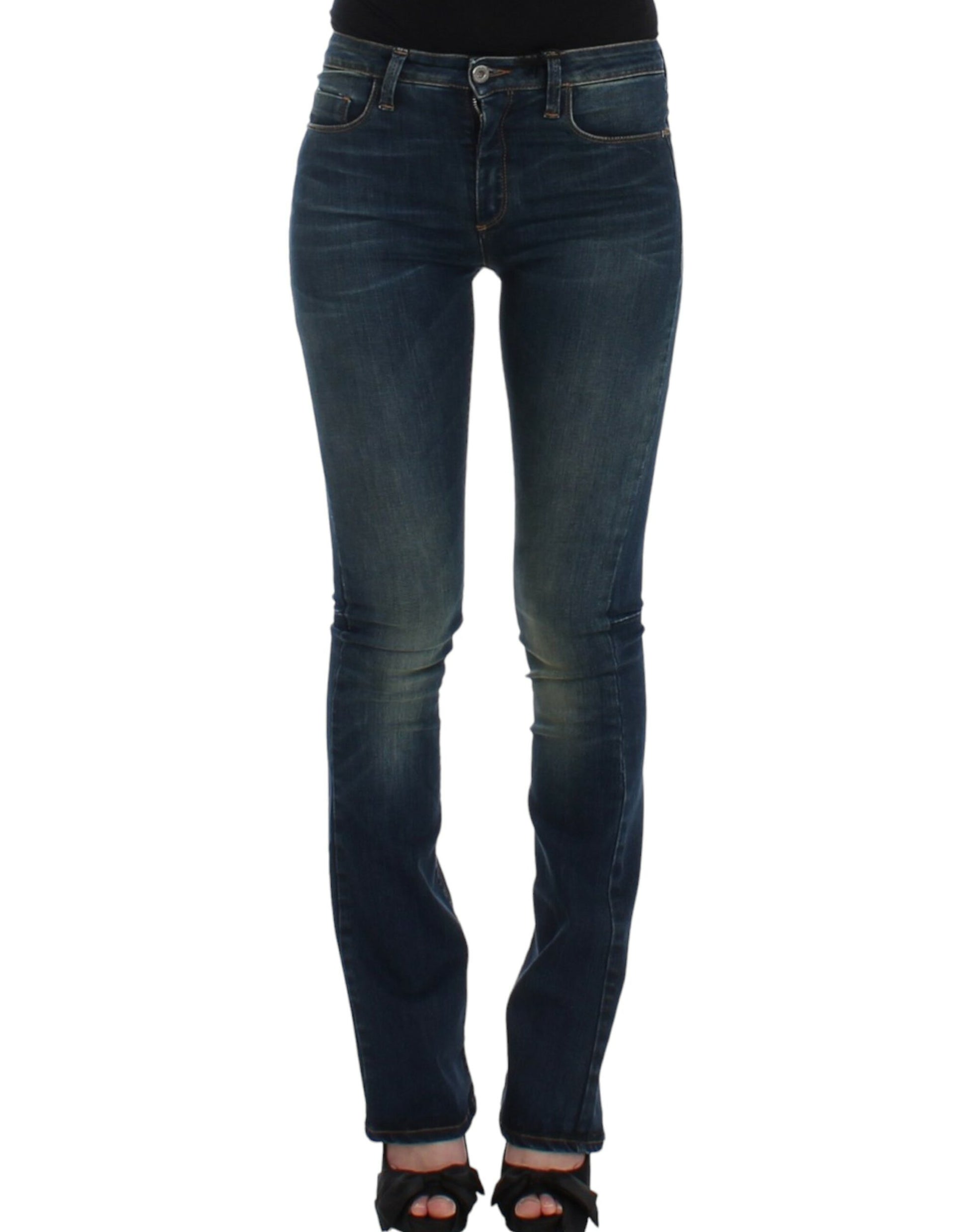 Chic Blue Straight Leg Designer Jeans - SEHABRANDS