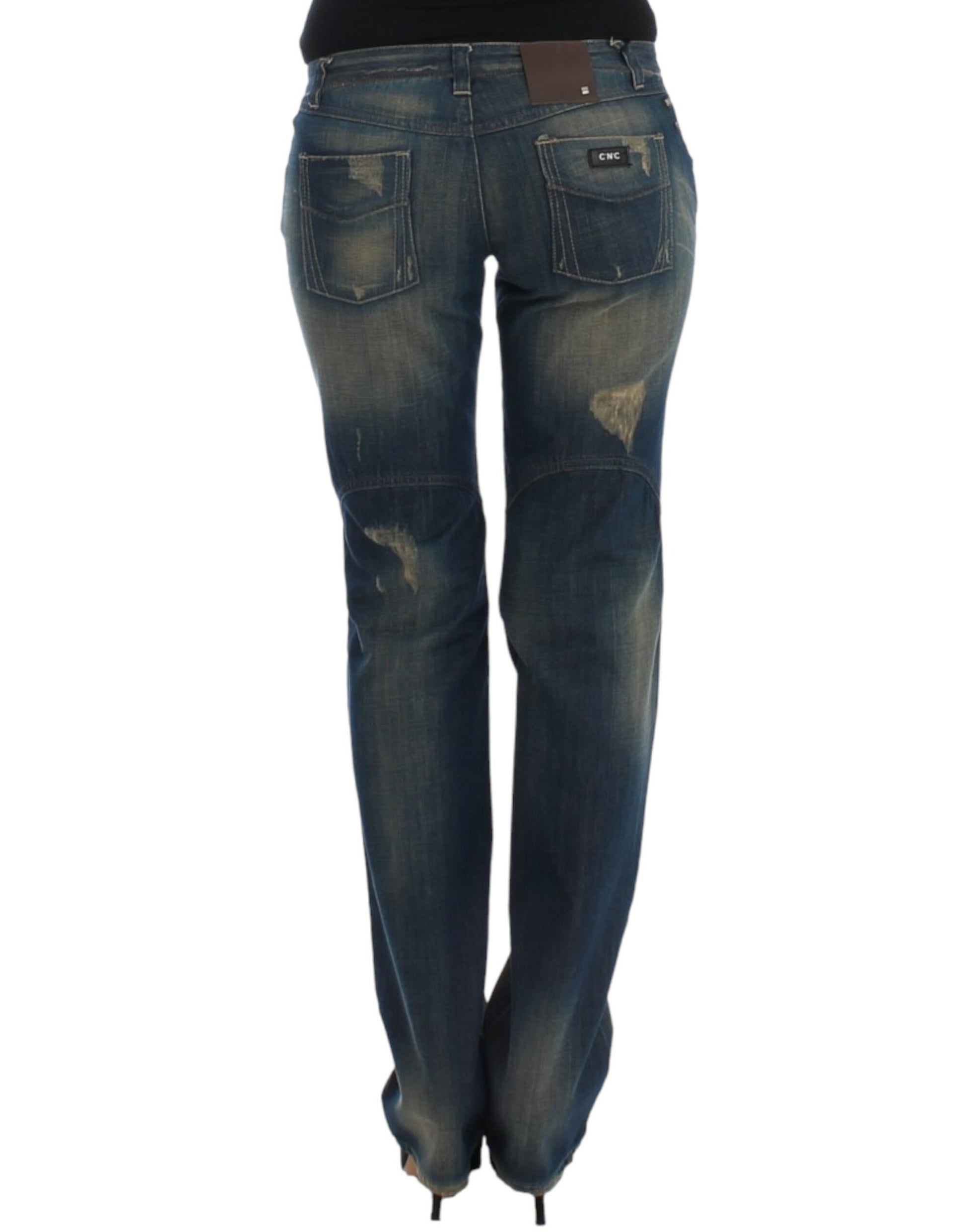 Chic Straight Leg Blue Denim Jeans - SEHABRANDS