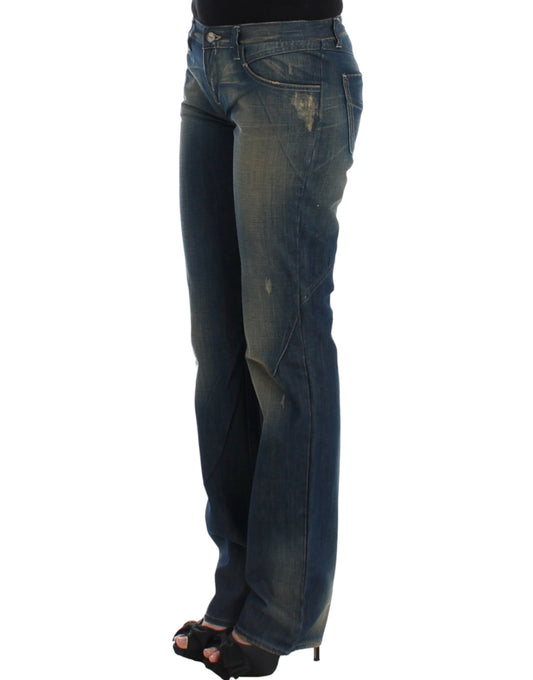 Chic Straight Leg Blue Denim Jeans - SEHABRANDS