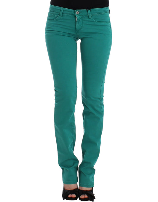 Chic Green Straight Leg Jeans for Sophisticated Style - SEHABRANDS