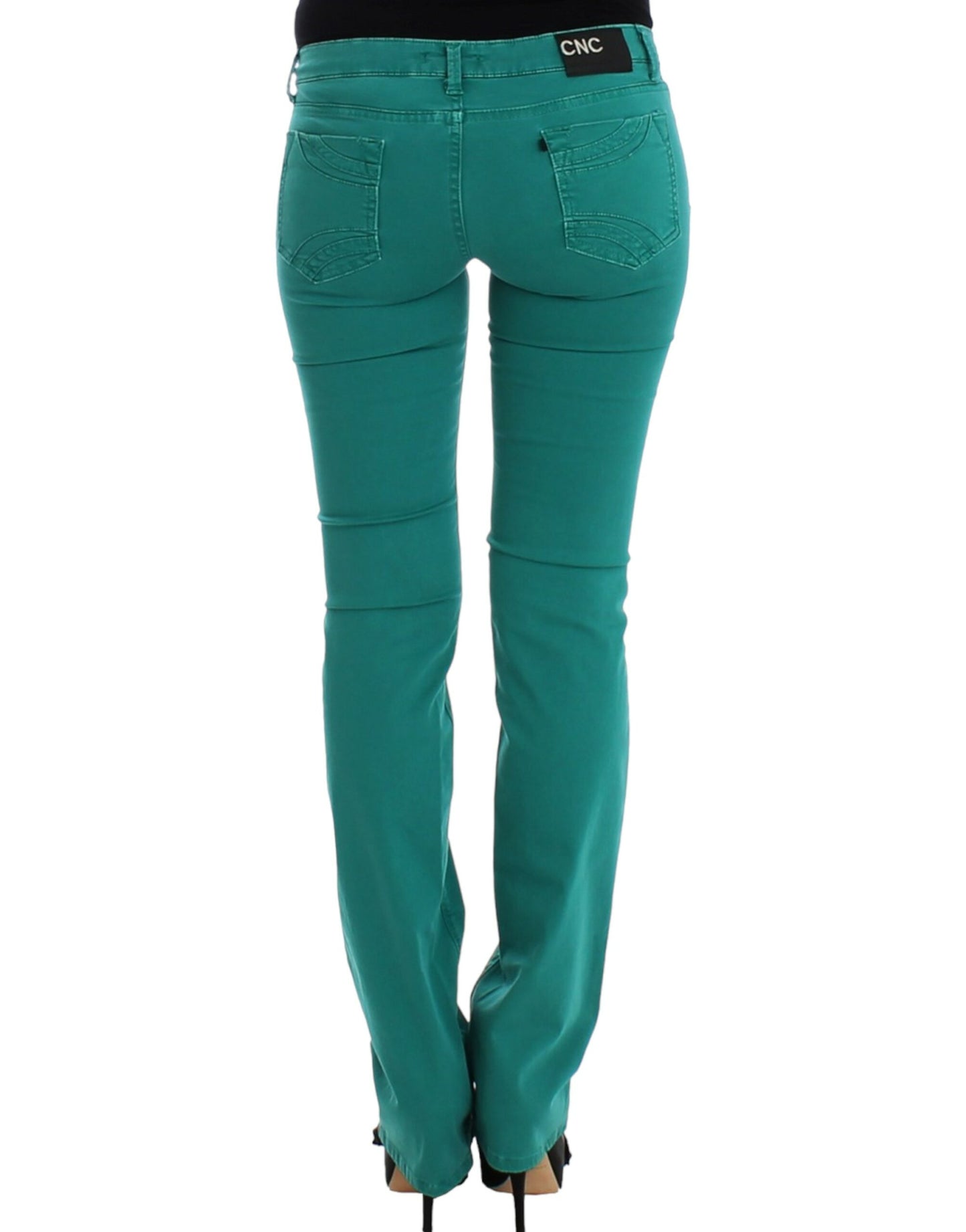 Chic Green Straight Leg Jeans for Sophisticated Style - SEHABRANDS