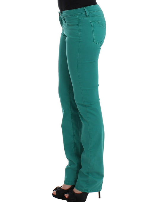 Chic Green Straight Leg Jeans for Sophisticated Style - SEHABRANDS