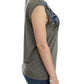 Chic Sleeveless Gray Top with Blue Detailing - SEHABRANDS