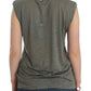 Chic Sleeveless Gray Top with Blue Detailing - SEHABRANDS