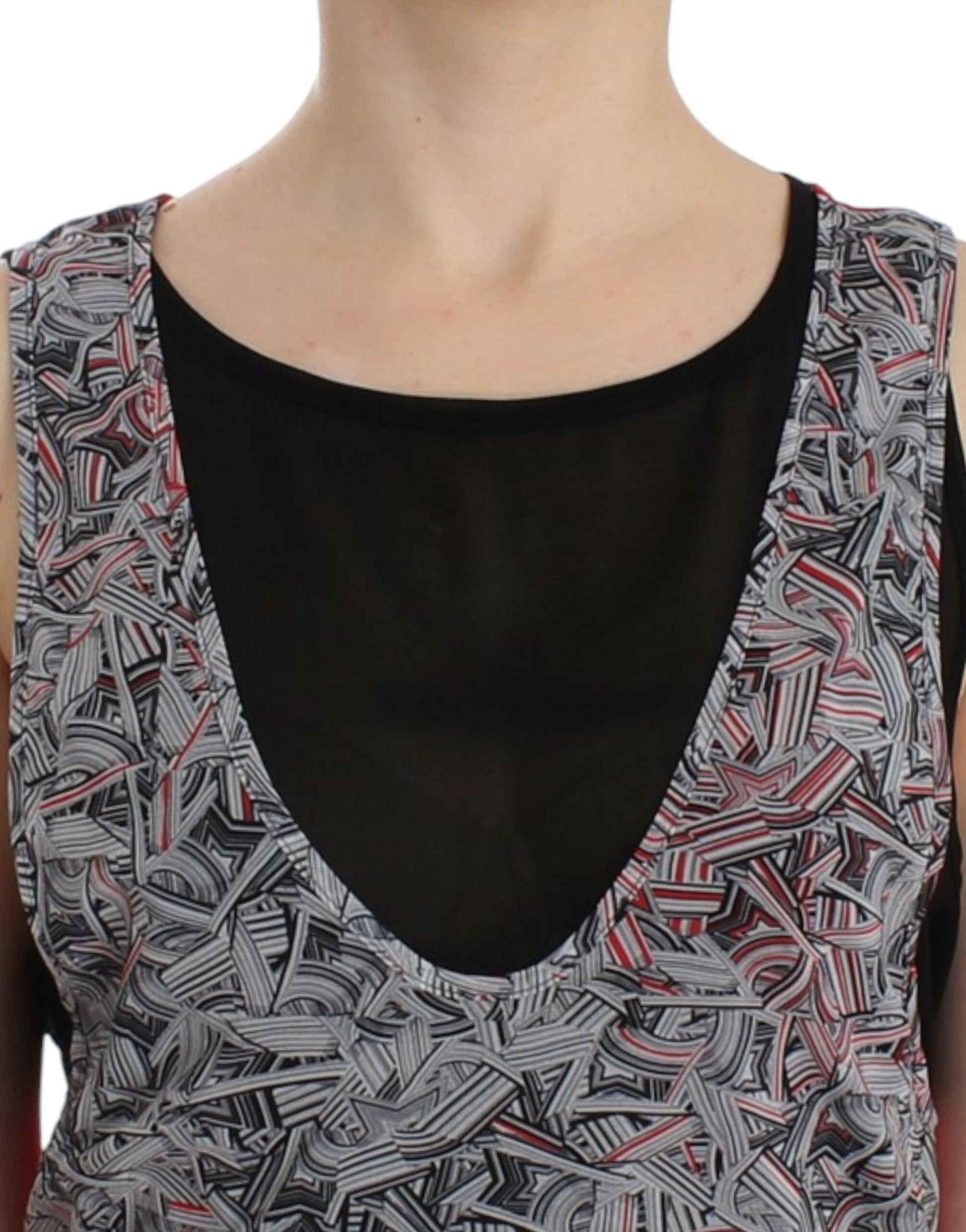 Elegant Sleeveless Black & Red Top - SEHABRANDS