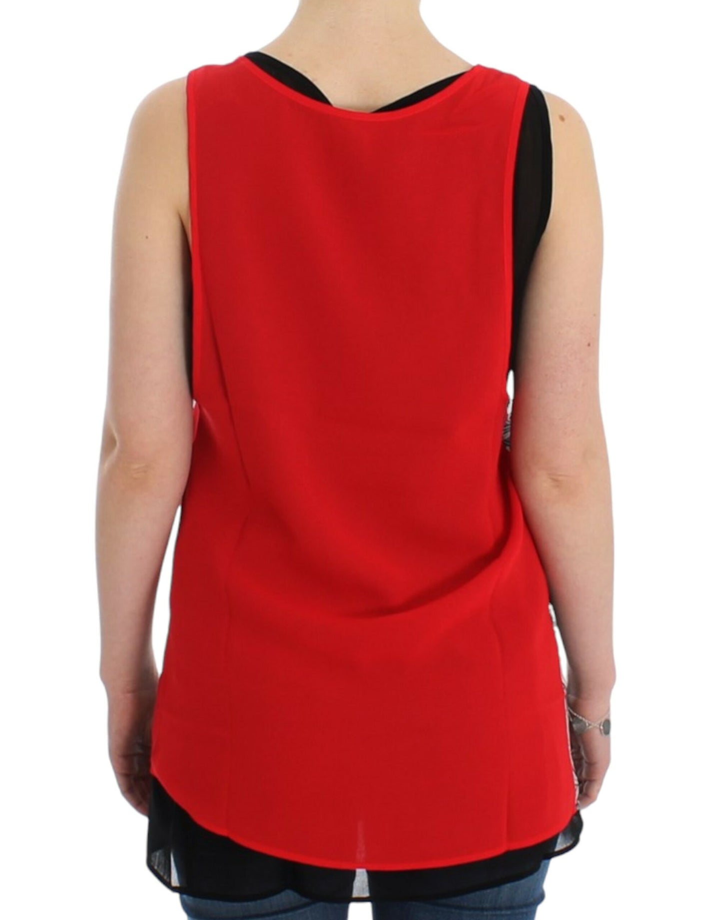 Elegant Sleeveless Black & Red Top - SEHABRANDS