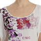 Chic White V-Neck Motive Print Tee - SEHABRANDS