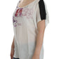 Chic White V-Neck Motive Print Tee - SEHABRANDS