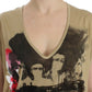 Chic V-Neck Tunic Top with Motive Print - SEHABRANDS