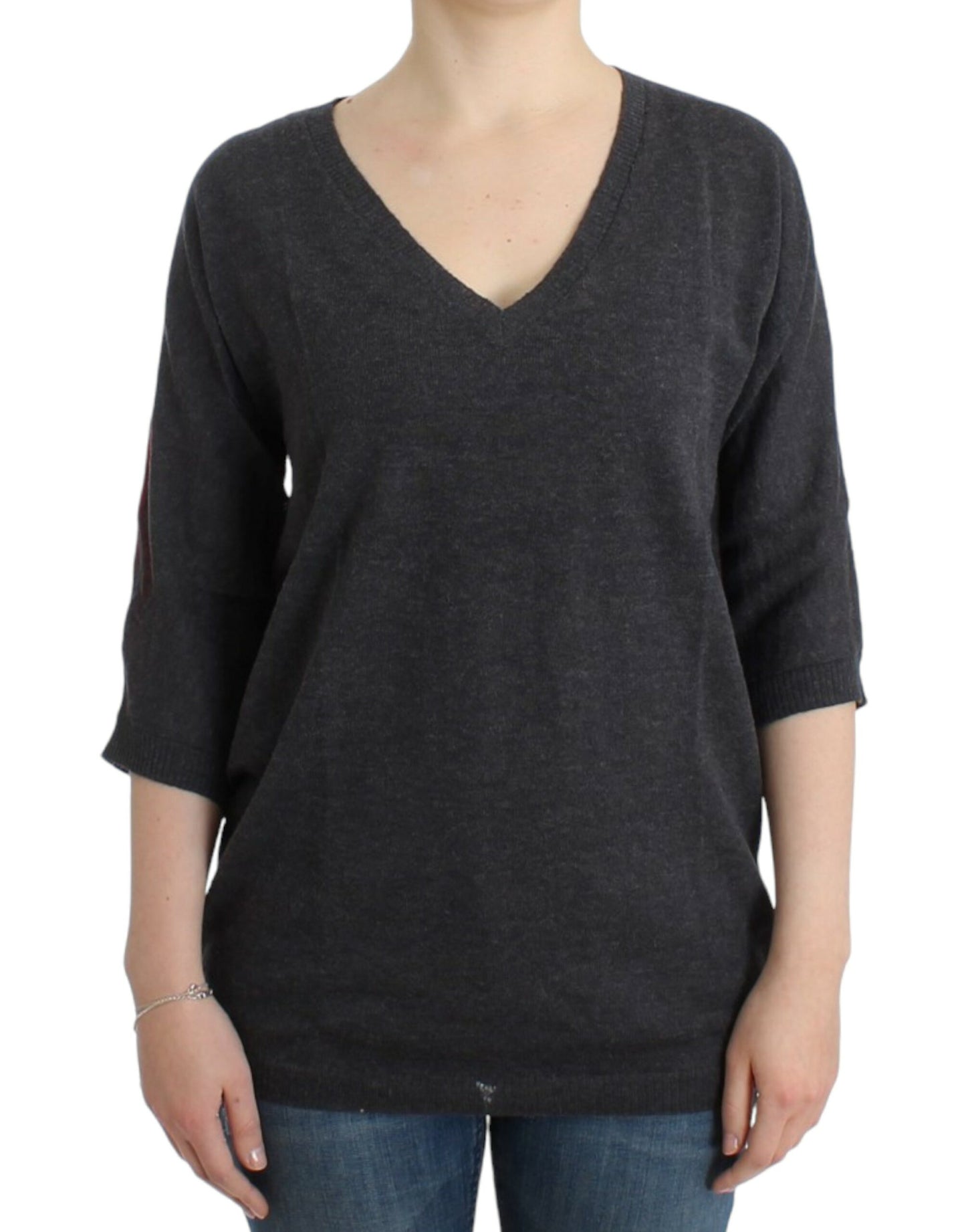 Chic V-Neck Alpaca Blend Short Sleeve Sweater - SEHABRANDS