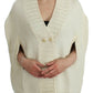 Elegant White Knitted Cape-Cardigan Hybrid - SEHABRANDS