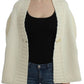 Elegant White Knitted Cape-Cardigan Hybrid - SEHABRANDS