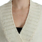 Elegant White Knitted Cape-Cardigan Hybrid - SEHABRANDS