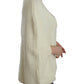 Elegant White Knitted Cape-Cardigan Hybrid - SEHABRANDS