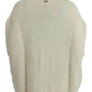 Elegant White Knitted Cape-Cardigan Hybrid - SEHABRANDS