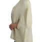 Elegant White Knitted Cape-Cardigan Hybrid - SEHABRANDS