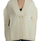 Elegant White Knitted Cape-Cardigan Hybrid - SEHABRANDS