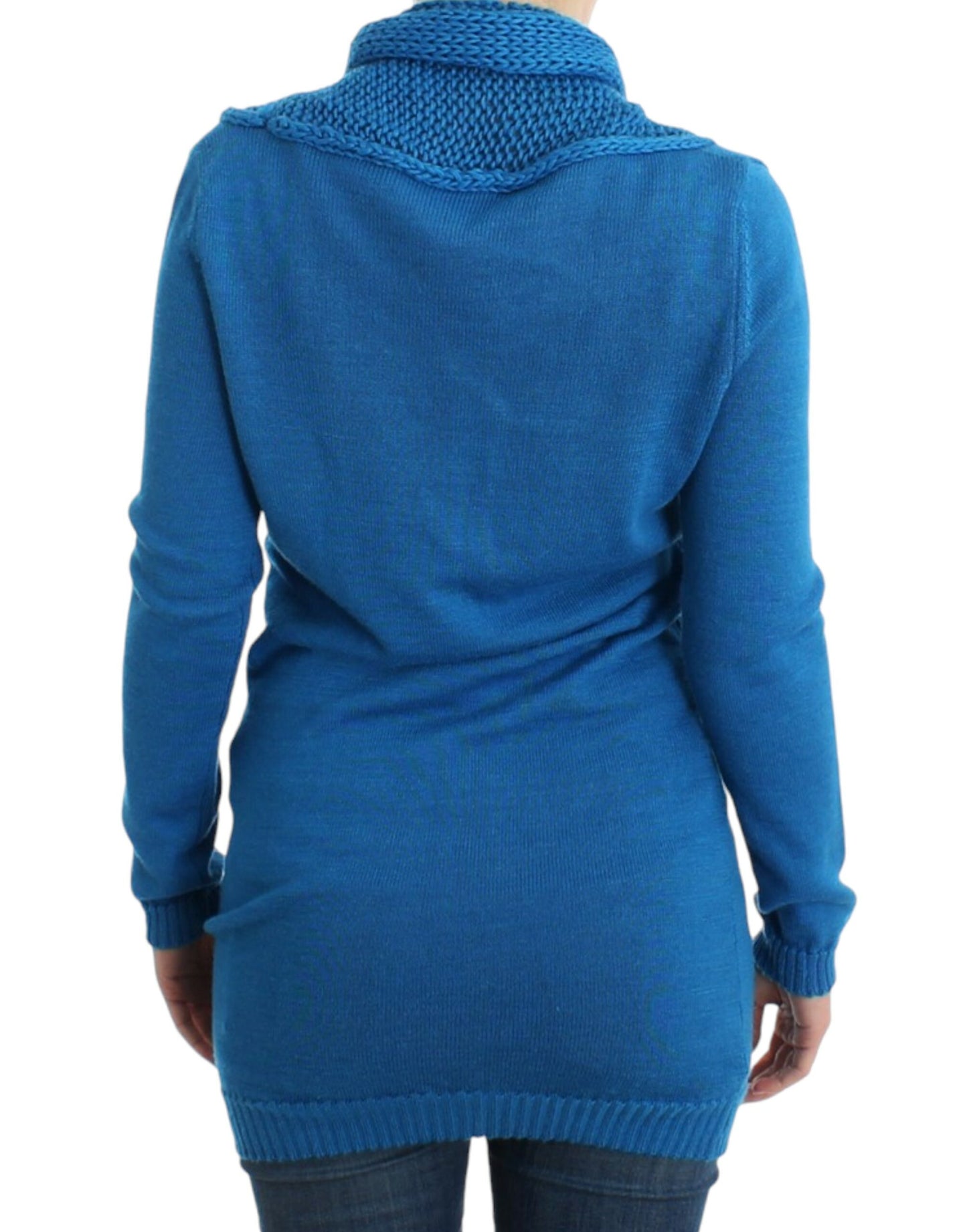 Chic Blue Scoop Neck Knit Sweater - SEHABRANDS