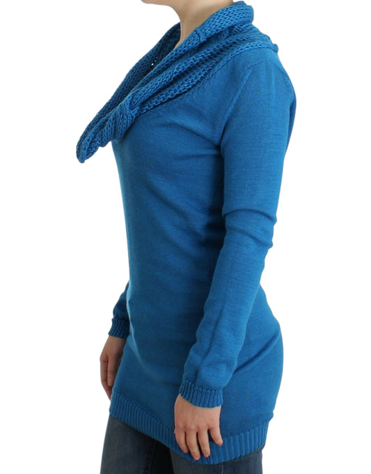 Chic Blue Scoop Neck Knit Sweater - SEHABRANDS