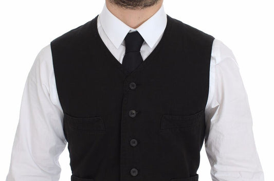 Dolce & Gabbana Elegant Black Cotton Blend Dress Vest