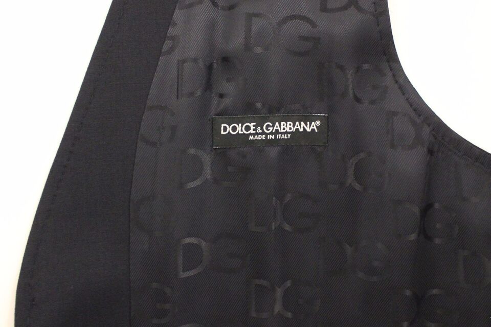 Dolce & Gabbana Elegant Gray Striped Wool-Silk Dress Vest