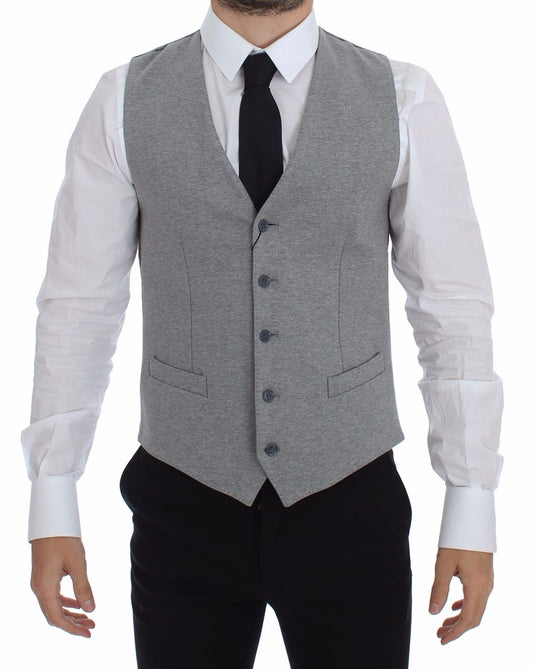 Dolce & Gabbana Elegant Gray Cotton Stretch Dress Vest