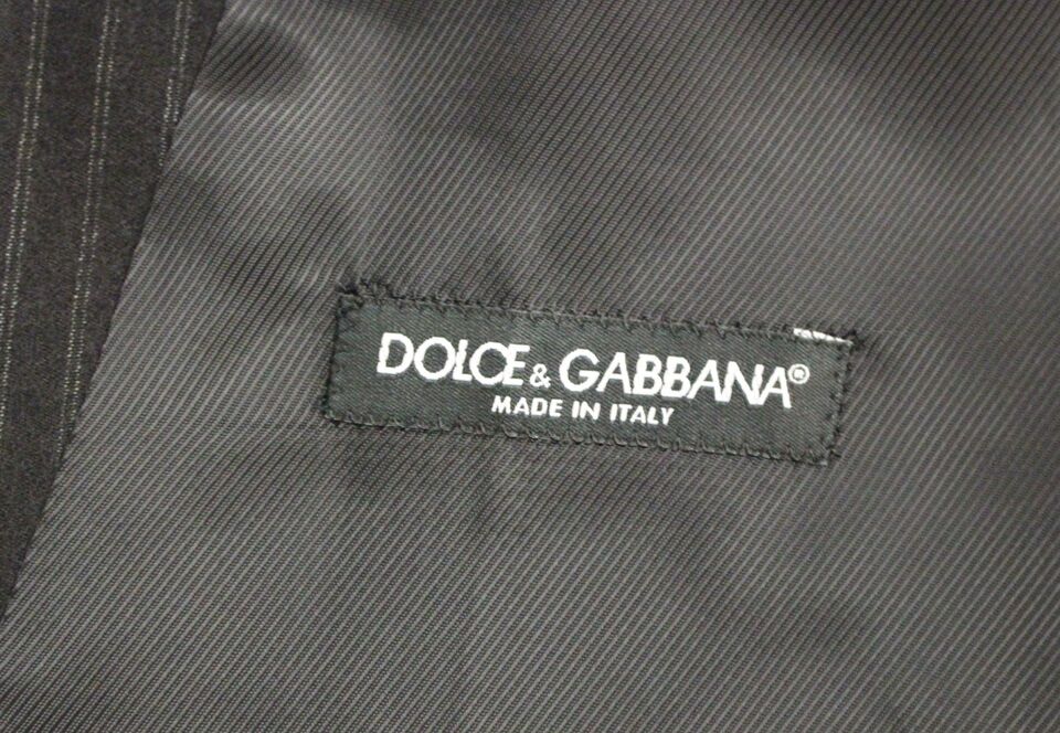 Dolce & Gabbana Elegant Black Striped Wool Dress Vest