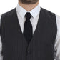 Dolce & Gabbana Elegant Black Striped Wool Dress Vest