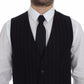 Dolce & Gabbana Elegant Black Striped Single Breasted Dress Vest