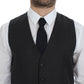 Dolce & Gabbana Elegant Gray Striped Wool Dress Vest