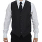 Dolce & Gabbana Elegant Gray Striped Wool Dress Vest