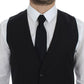 Dolce & Gabbana Elegant Black Striped Wool Dress Vest