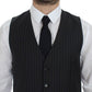 Dolce & Gabbana Elegant Gray Striped Wool Dress Vest