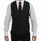 Dolce & Gabbana Elegant Gray Striped Wool Dress Vest