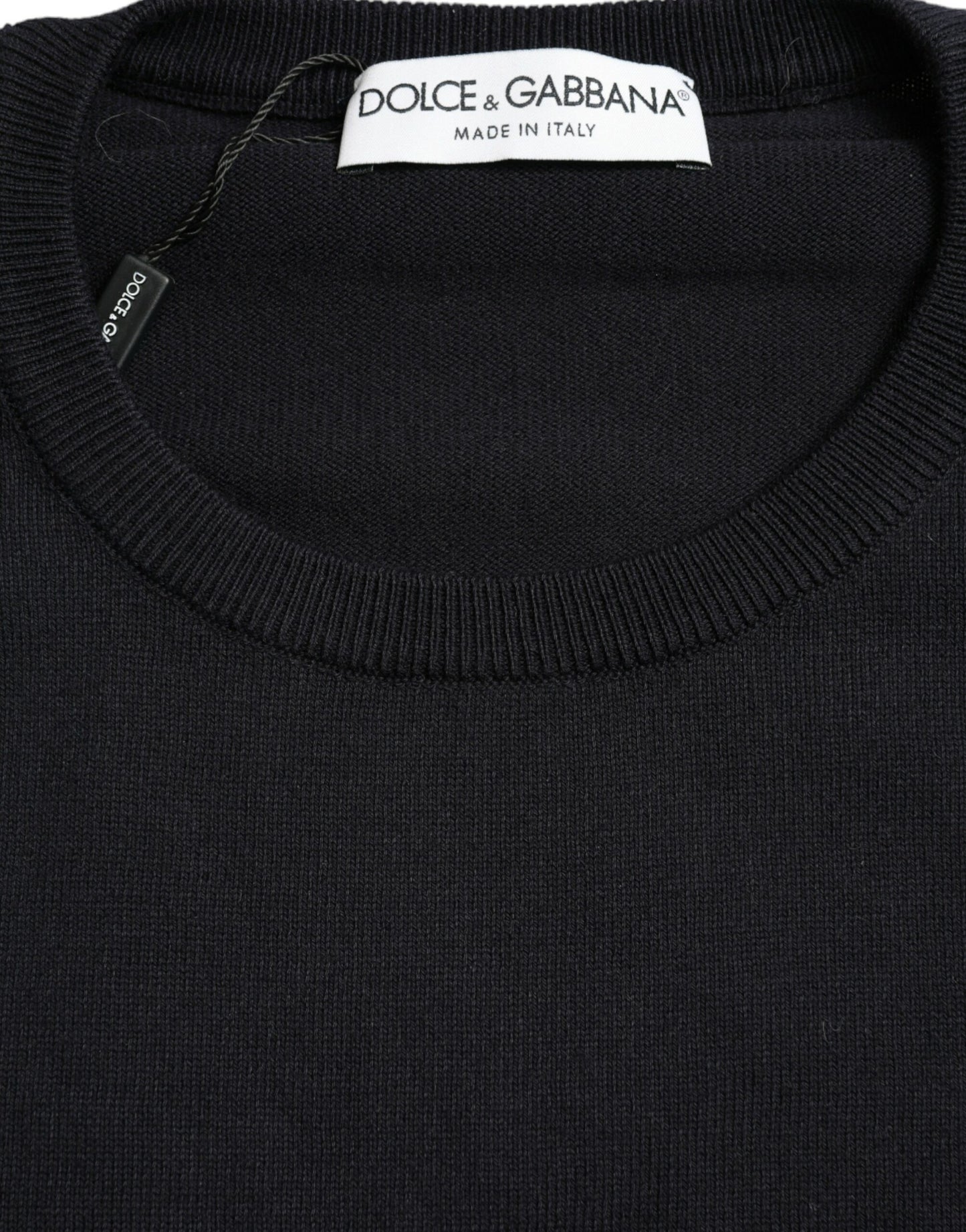 Dolce & Gabbana Elegant Blue Cotton Pullover Sweater