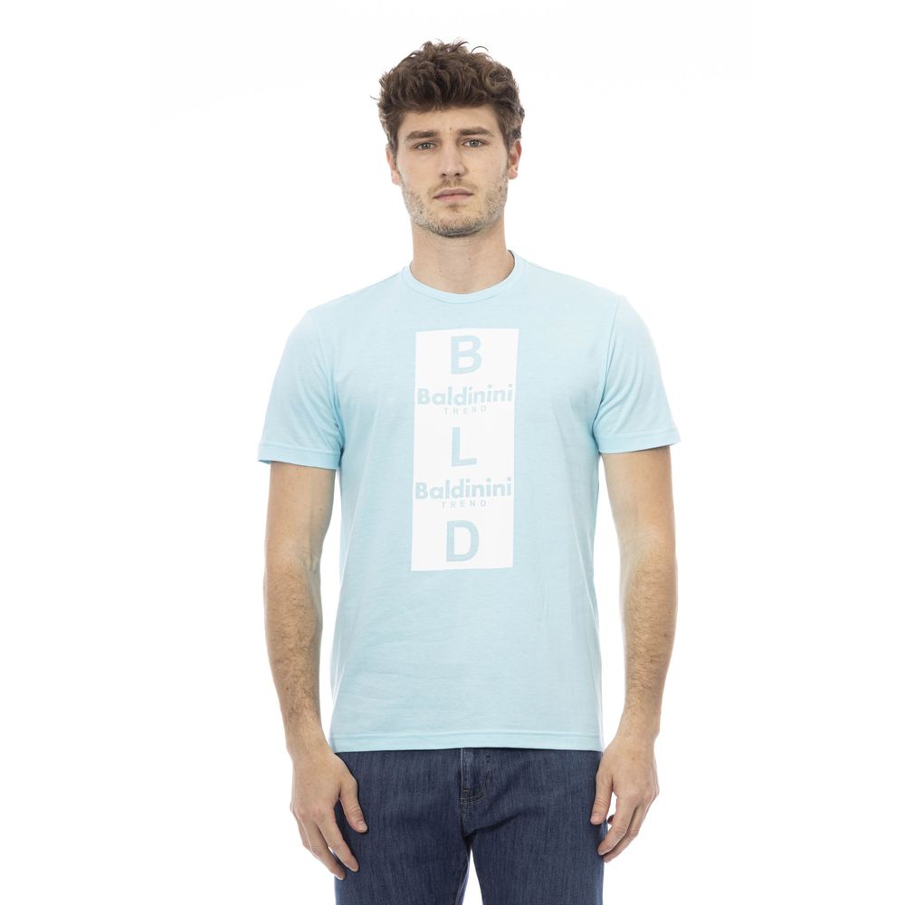 Light Blue Cotton Men T-Shirt - SEHABRANDS