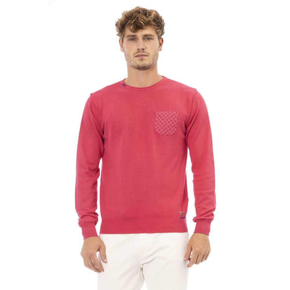 Red Cotton Men Sweater - SEHABRANDS