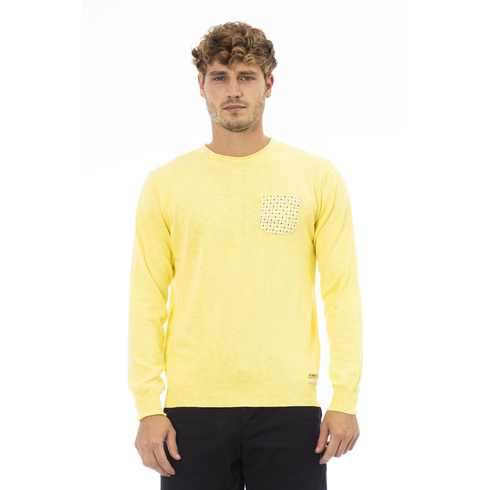 Yellow Cotton Men Sweater - SEHABRANDS