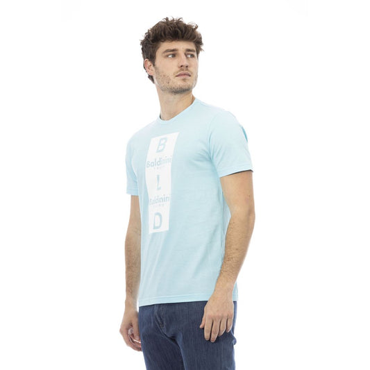 Light Blue Cotton Men T-Shirt - SEHABRANDS