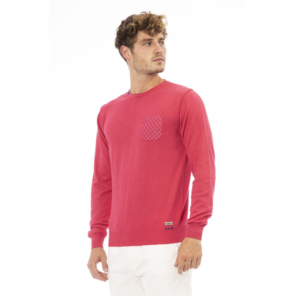 Red Cotton Men Sweater - SEHABRANDS